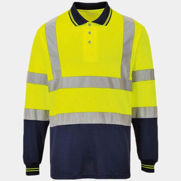 Two-tone long sleeve polo (S279) Thumbnail